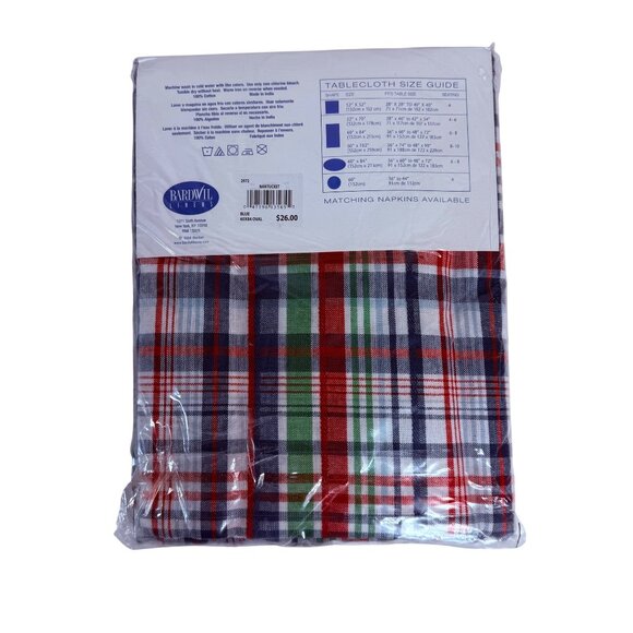 Bardwil Oval Tablecloth Vintage Plaid 60" X 84" Nantucket  Kitchen Table - Picture 2 of 9
